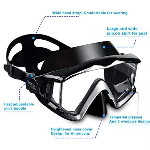 EXP VISION Pano 3 Window Scuba Diving Mask, Tempered Glass Snorkel Mask 260 ml (0.26 kg) | Wide View Anti-Fog Swim Mask thumbnail 3