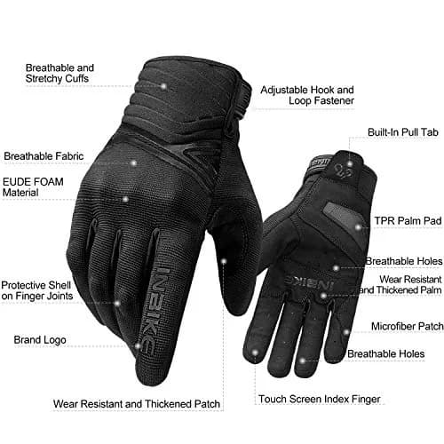 INBIKE Breathable Mesh Motorcycle Gloves with Touchscreen, TPR Palm Pad, Black X-Large | Grips & Protects thumbnail 2