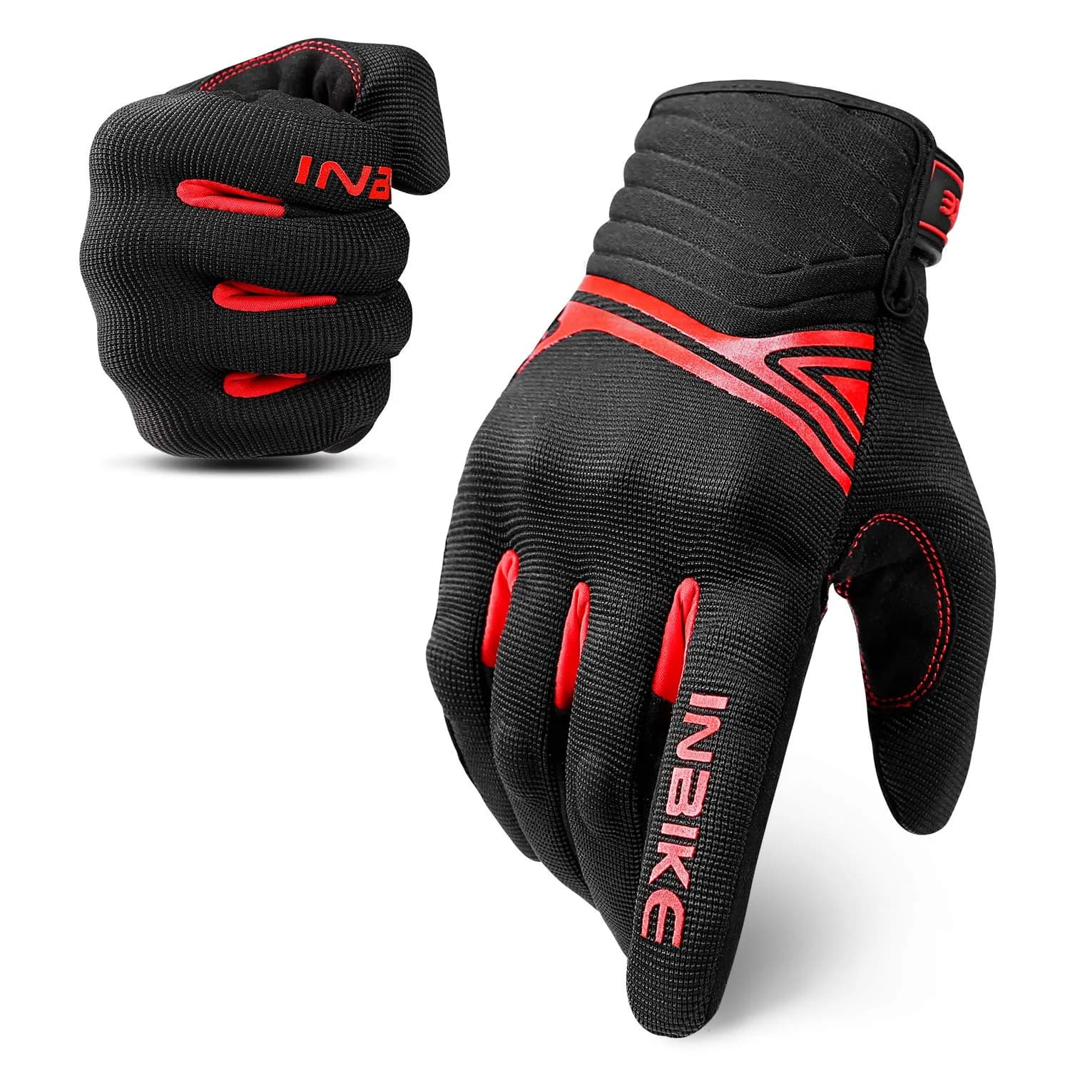 INBIKE Red XX-Large Breathable Mesh Motorcycle Gloves with TPR Palm Pad & Touchscreen — Red / Large