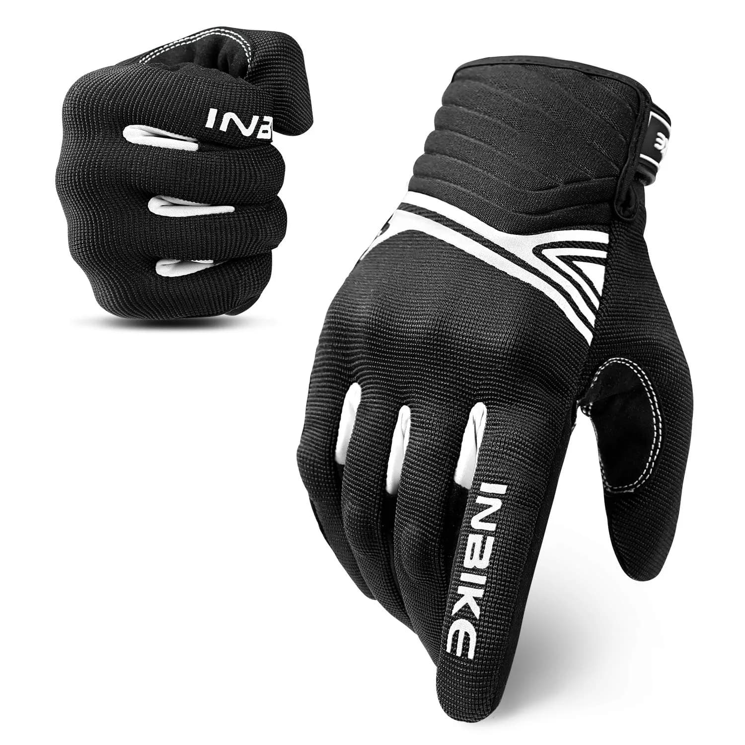 INBIKE White Breathable Mesh Motorcycle Gloves with TPR Palm Pad & Touchscreen - X-Large