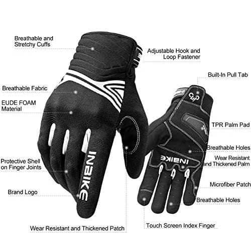 INBIKE White Breathable Mesh Motorcycle Gloves with TPR Palm Pad & Touchscreen - X-Large thumbnail 2