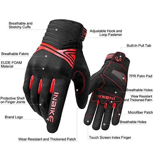 INBIKE Red Medium Motorcycle Gloves: Breathable Mesh with TPR Palm Pad & Touchscreen thumbnail 2