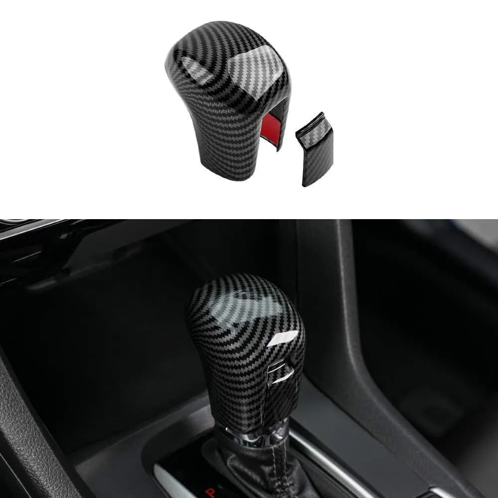 Thenice CVT Gear Shifting Knob Cover for Honda Civic 2016-2021 | Carbon Fiber Style, Easy Install