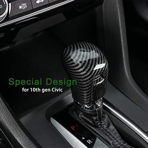 Thenice CVT Gear Shifting Knob Cover for Honda Civic 2016-2021 | Carbon Fiber Style, Easy Install thumbnail 4