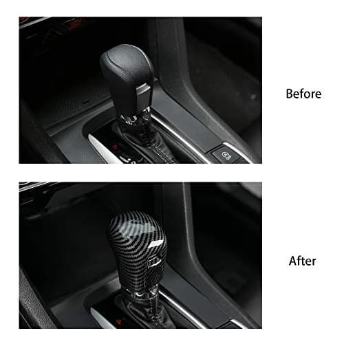Thenice CVT Gear Shifting Knob Cover for Honda Civic 2016-2021 | Carbon Fiber Style, Easy Install thumbnail 8