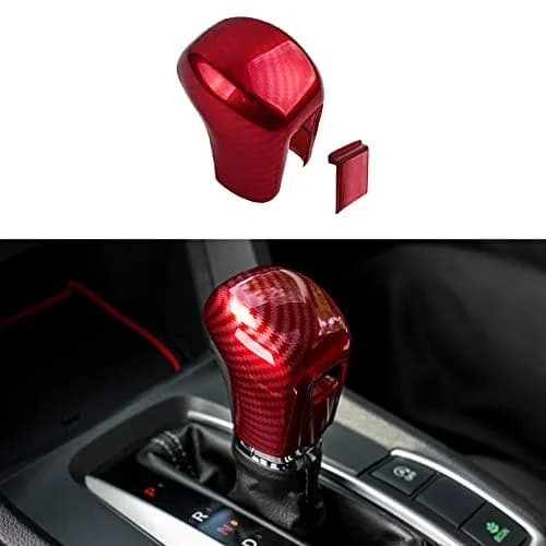 Thenice CVT Gear Shifting Knob Cover for Honda Civic 2016-2021 | Red Carbon Fiber Finish thumbnail 1