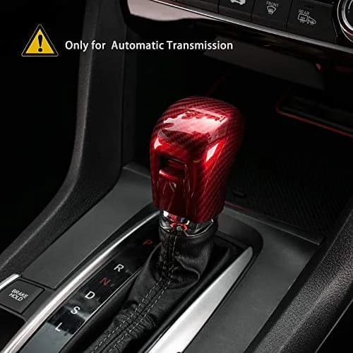 Thenice CVT Gear Shifting Knob Cover for Honda Civic 2016-2021 | Red Carbon Fiber Finish thumbnail 5