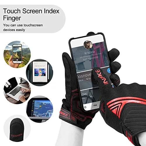 INBIKE Red XX-Large Breathable Mesh Motorcycle Gloves with TPR Palm Pad & Touchscreen thumbnail 4