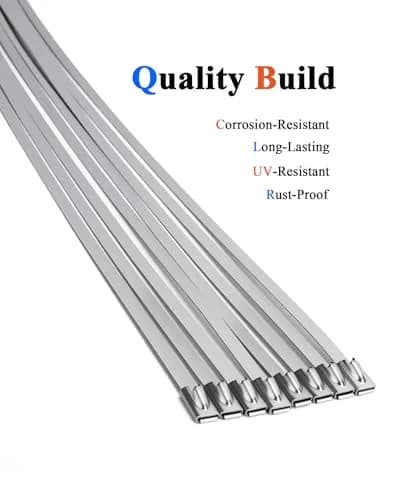 ZOOSUNX Metal Zip Ties 11.8 Inch | Heavy Duty Stainless Steel, 198 lbs Tensile Strength, Heat Resistant - for Auto & Industrial Use thumbnail 3