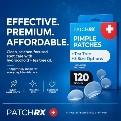 PatchRx Pimple Patches Hydrocolloid with Tea Tree Oil 120 Patches | Fast Acne Spot Relief for Face thumbnail 9