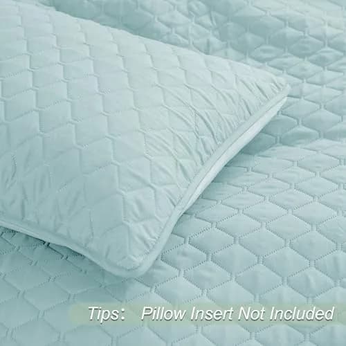 Exclusivo Mezcla Reversible Full Queen Quilt Bedding Set Light Blue | Lightweight Bedspreads with 2 Pillow Shams, Soft Microfiber, All Season Bed Coverlets for Bedroom Guest Room, 90x96 Inch thumbnail 5