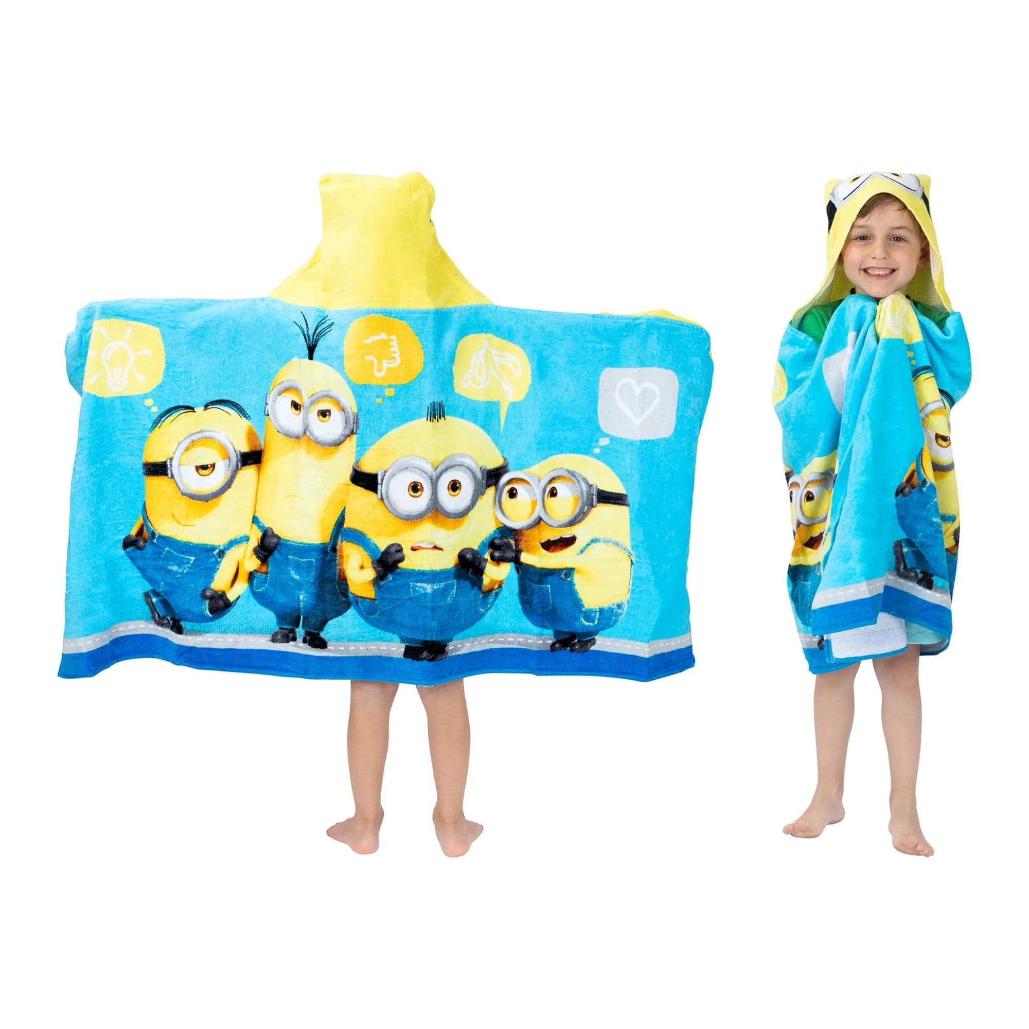 Franco Batman Hooded Towel Wrap 64cm x 127cm (25" x 50") | Super Soft Cotton Terry for Bath, Pool, Beach — Minions the Rise of Gru / 24 in x 50 in