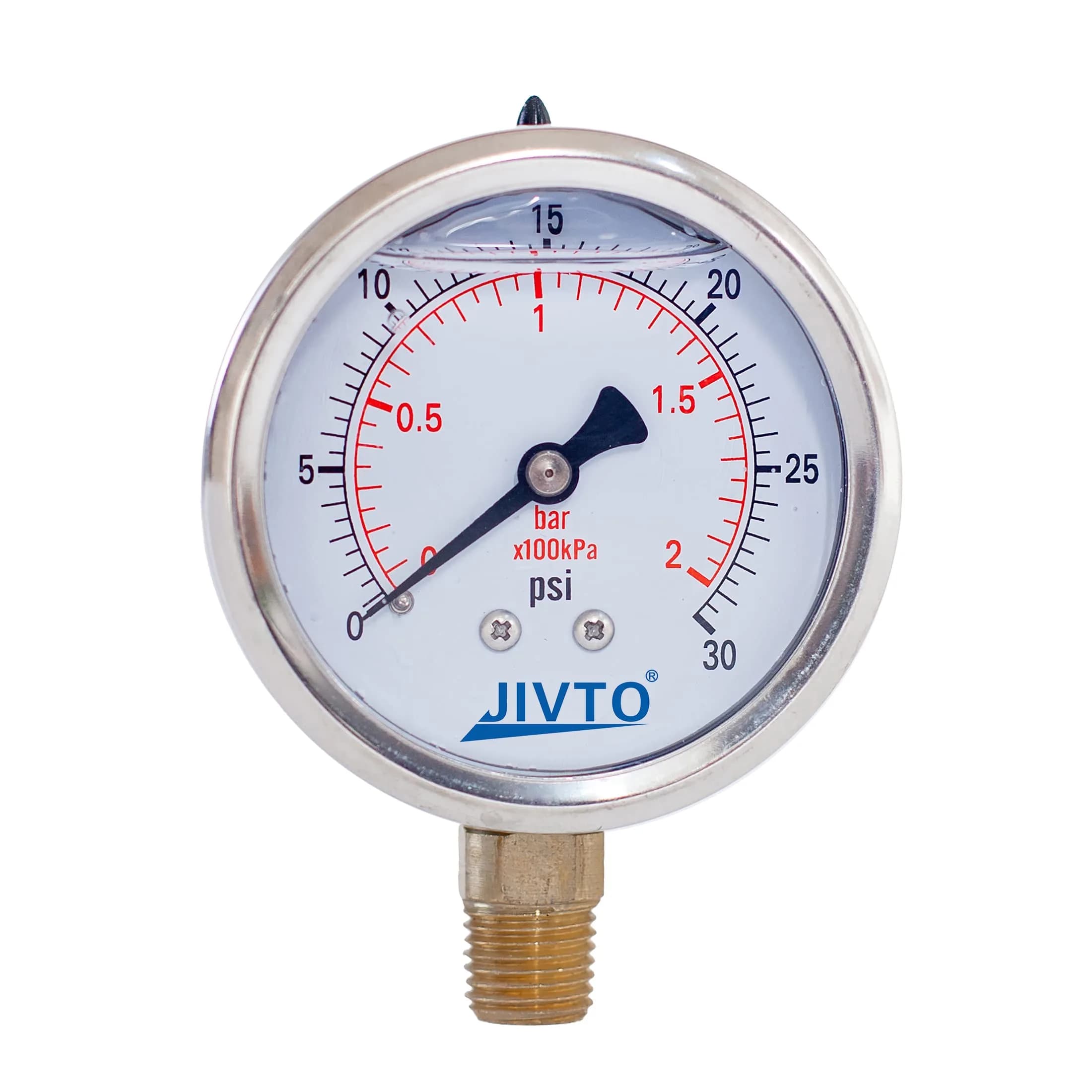 JIVTO Pressure Gauge Glycerin Liquid Filled 2.5" | Precise & Durable for Industrial Use