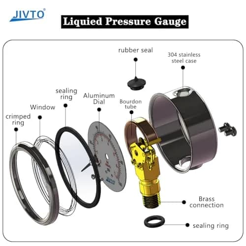 JIVTO Pressure Gauge Glycerin Liquid Filled 2.5" | Precise & Durable for Industrial Use thumbnail 4
