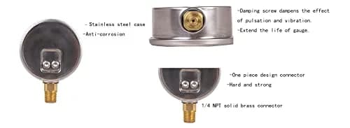 JIVTO Pressure Gauge Glycerin Liquid Filled 2.5" | Precise & Durable for Industrial Use thumbnail 7