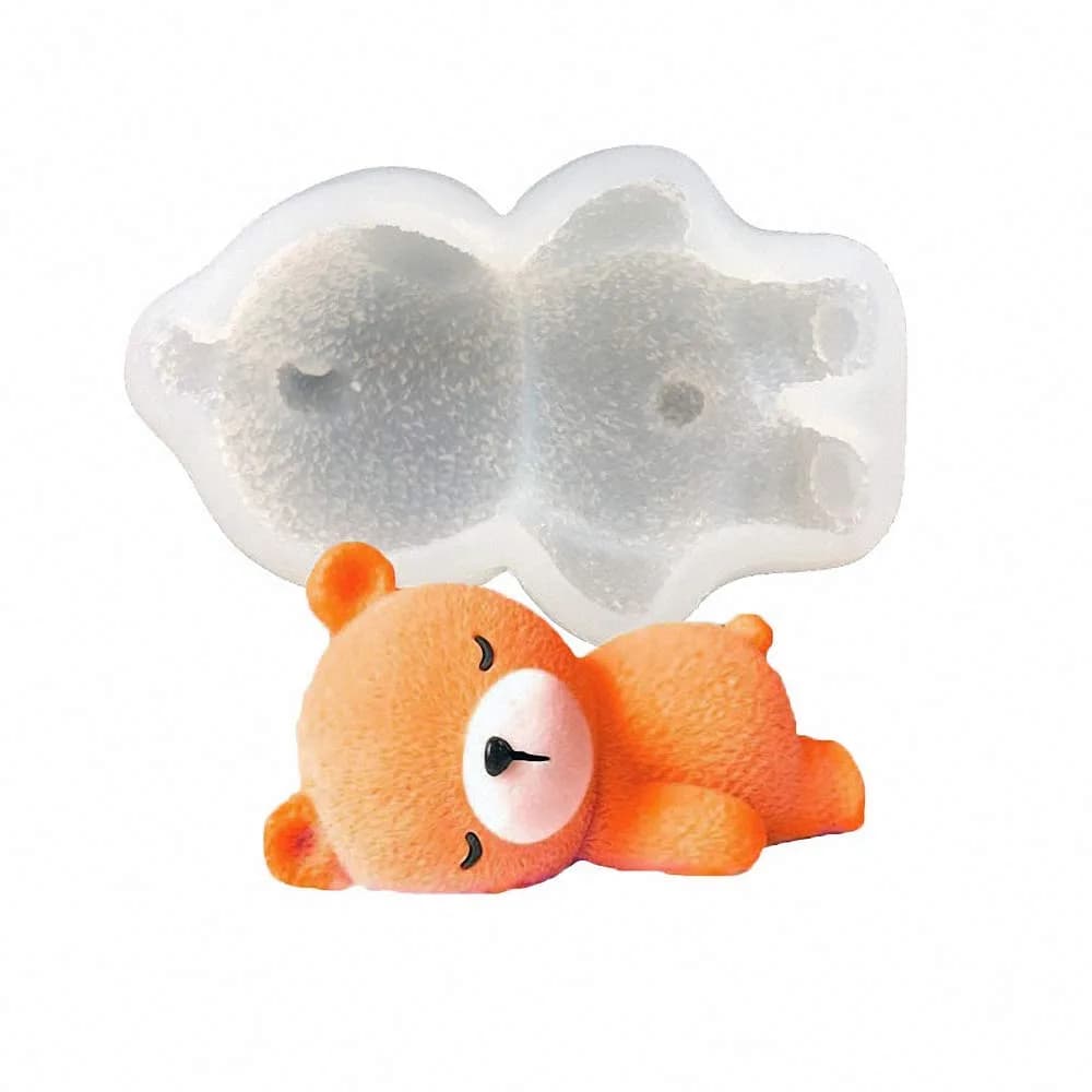 MoldFun 3D Sleeping Bear Silicone Soap & Cake Jello Mold 10.9cm (4.3in) x 7.1cm (2.8in) x 4.3cm (1.7in) | Food-Grade Platinum Silicone for Crafts - main product image