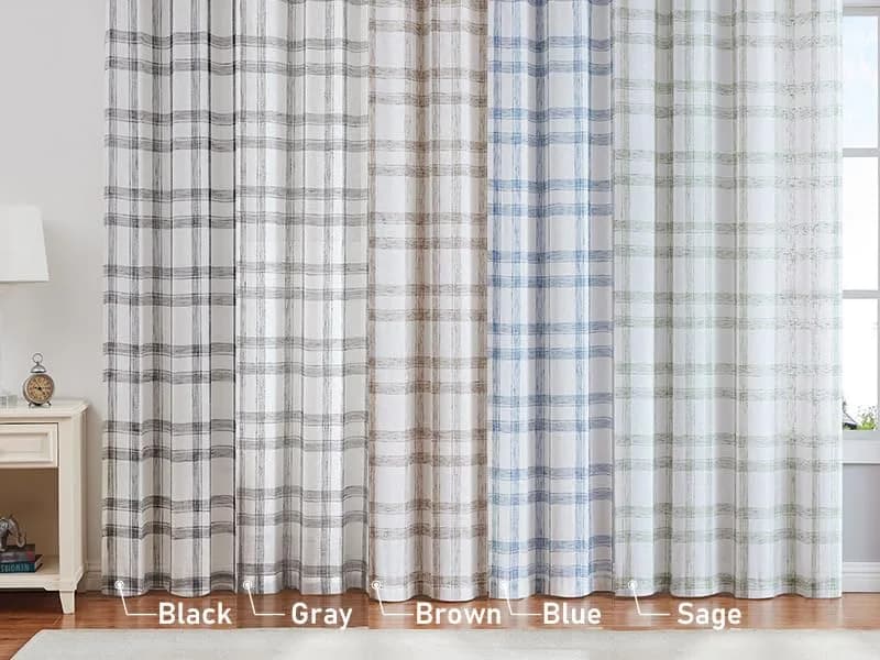 Randall Buffalo Check Semi-Sheer Curtain Panels 241 cm (95") | Farmhouse Style Light Filtering thumbnail 11