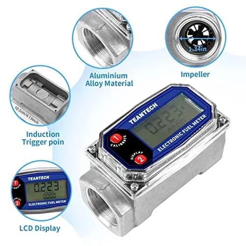TEANTECH Digital Turbine Flow Meter 1 Inch (25.4mm) | Accurate Flow Measurement for Diesel, Kerosene, Gasoline thumbnail 6