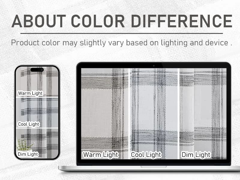 Randall Buffalo Check Semi-Sheer Curtain Panels Black & White 137cm (54") | Farmhouse Style Light Filtering Drapes thumbnail 8