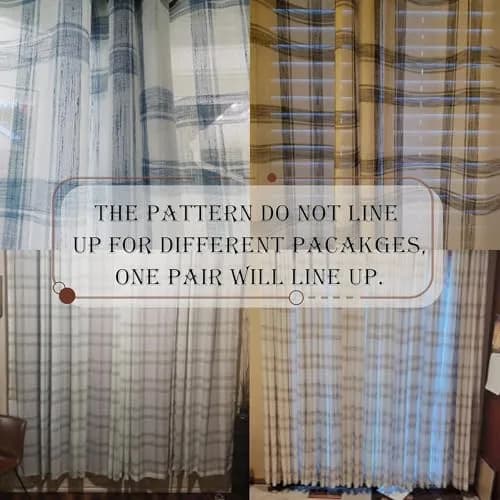 Randall Buffalo Check Semi-Sheer Curtain Panels Black & White 137cm (54") | Farmhouse Style Light Filtering Drapes thumbnail 11