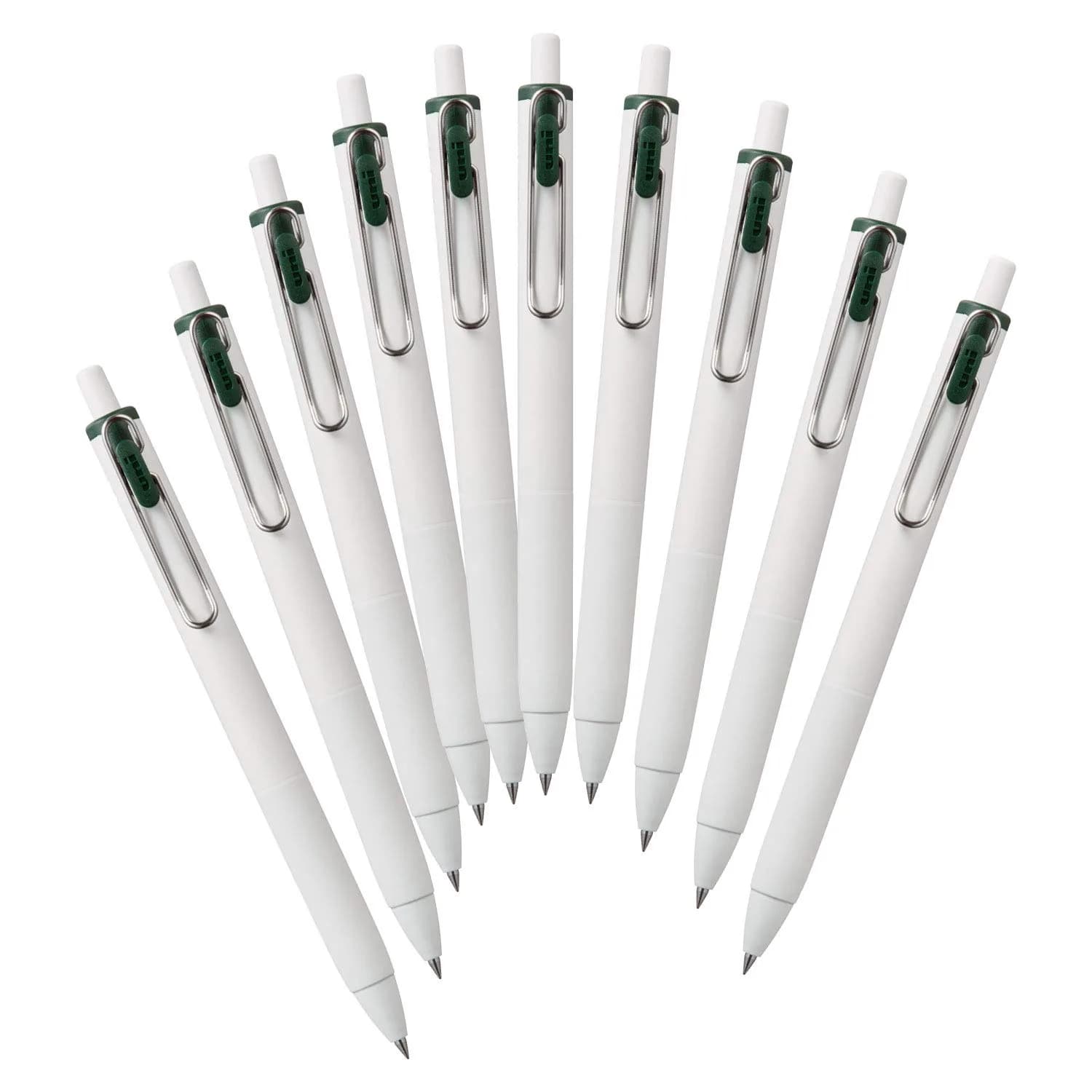 Mitsubishi Pencil Uni-Ball One Gel Pen Refill 0.38mm Black 10-Pack | Darker Ink for Memorable Notes — Green Black 10 pcs