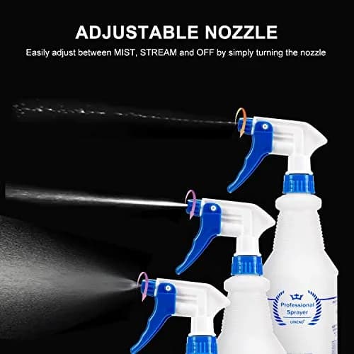 Uineko Plastic Spray Bottles 2 Pack, 32 Oz | Heavy Duty, Leak-Proof, Adjustable Nozzle thumbnail 4