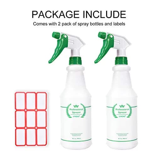 Uineko Heavy Duty Plastic Spray Bottles 2 Pack, 32 Oz | Adjustable Nozzle, Leak-Proof, Chemical Resistant, for Home & Garden thumbnail 4