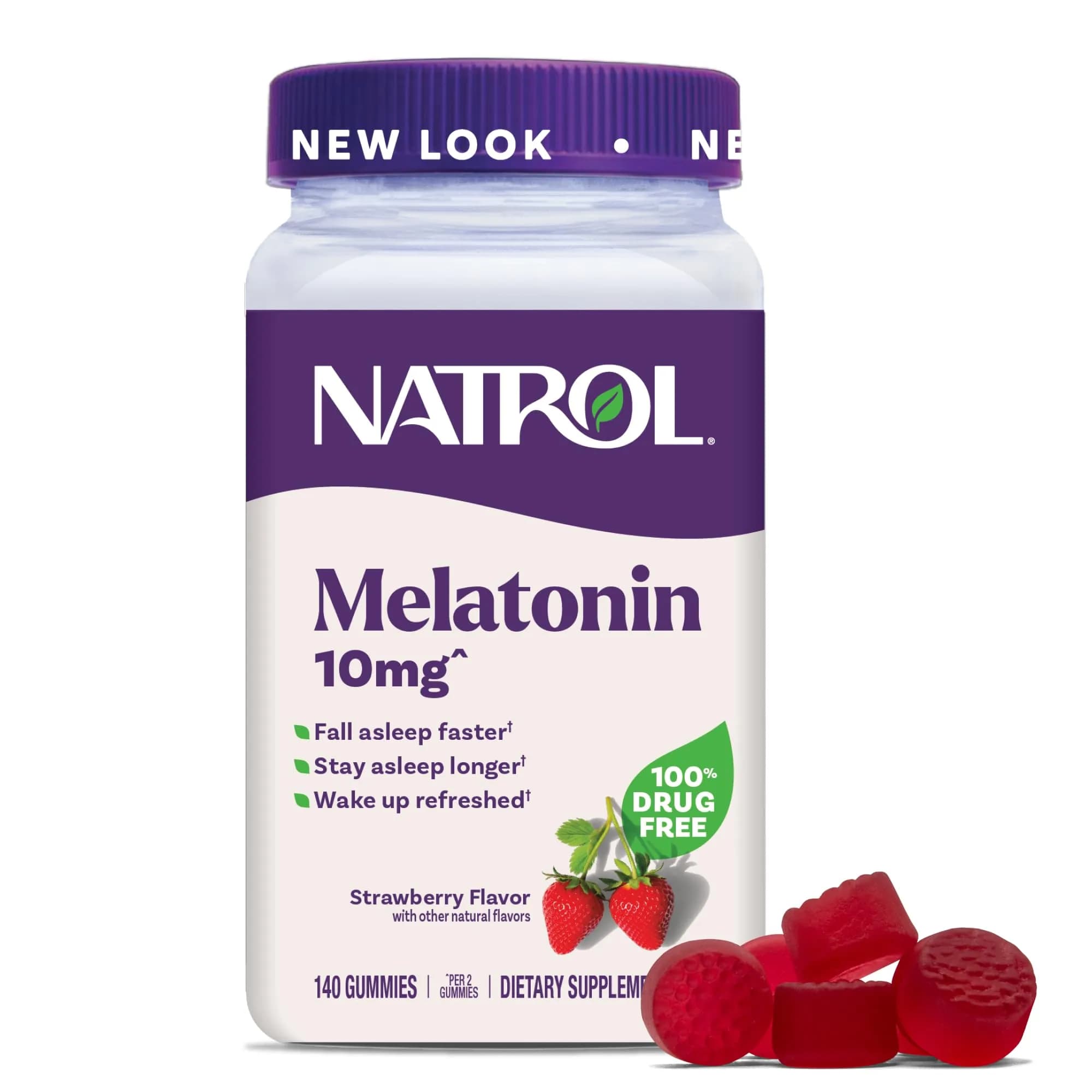 Natrol Melatonin 10 mg Gummies, Sleep Support for Adults, 140 Count | Strawberry Flavor, Vegetarian, Non-Habit Forming