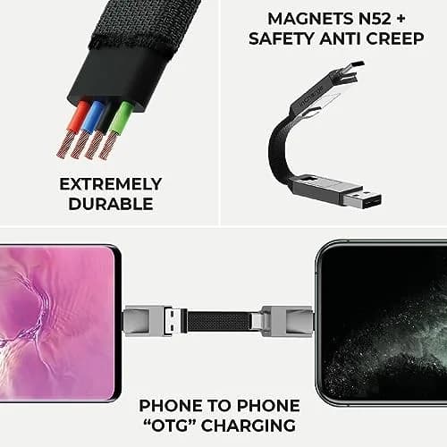 Rolling Square inCharge 6 Keychain USB C Charger Cable, Lightning & Micro-USB, 8.6cm (3.4 inches) | Universal 6-in-1 Charging Cable thumbnail 5
