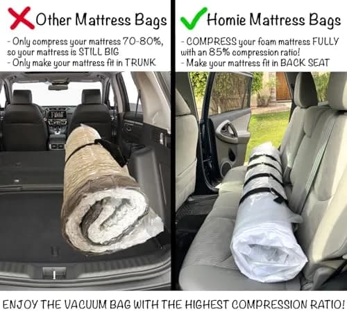 Homie Mattress Vacuum Bag for Moving, Twin/Twin-XL, Clear | Reusable Compression Storage for Returns thumbnail 3