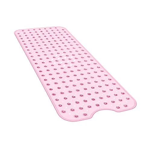 YINENN Bath and Shower Safety Mats 40x16 inch | Non Slip with Suction Cups for Bathroom, Extra Large, Machine Washable, Light Pink thumbnail 1