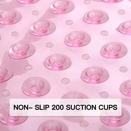 YINENN Bath and Shower Safety Mats 40x16 inch | Non Slip with Suction Cups for Bathroom, Extra Large, Machine Washable, Light Pink thumbnail 2