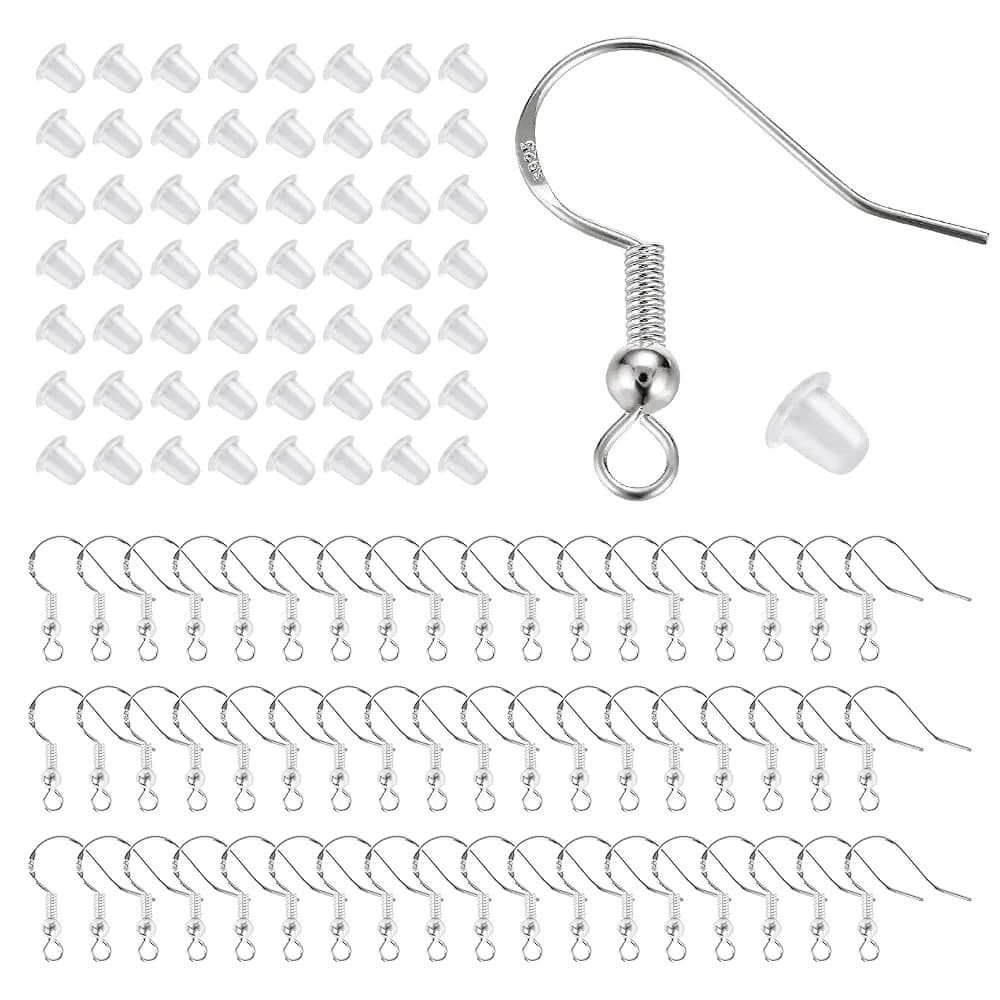 Lhedon 925 Sterling Silver Earring Hooks Hypoallergenic 200 PCS | DIY Jewelry