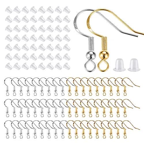 Lhedon Jewelry Finding Kit 200 pcs/100 pairs | Hypoallergenic Sterling Silver & Gold Earring Hooks for DIY Jewelry thumbnail 1