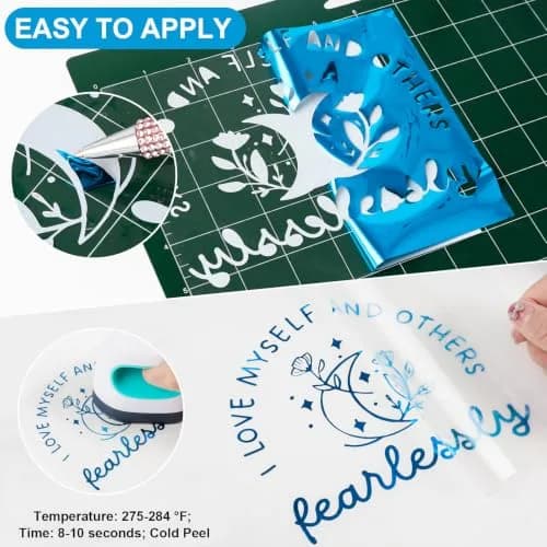 VINYL FROG Blue Metallic Foil Heat Transfer Vinyl 12" x5ft | Chrome Iron-on HTV for T-Shirts thumbnail 3