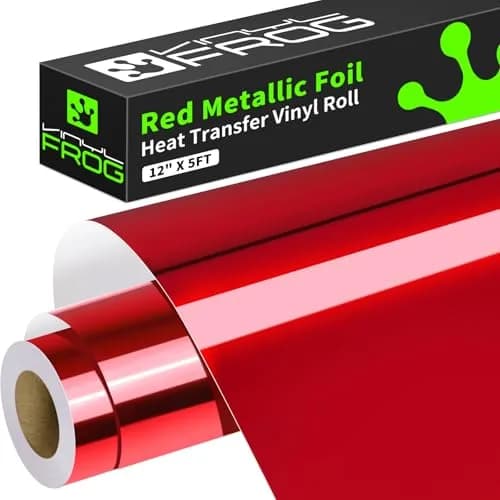 VINYL FROG Red Metallic Foil Heat Transfer Vinyl 12in x 5ft (30.48cm x 1.52m) | Chrome Iron On Vinyl for T-Shirts thumbnail 1