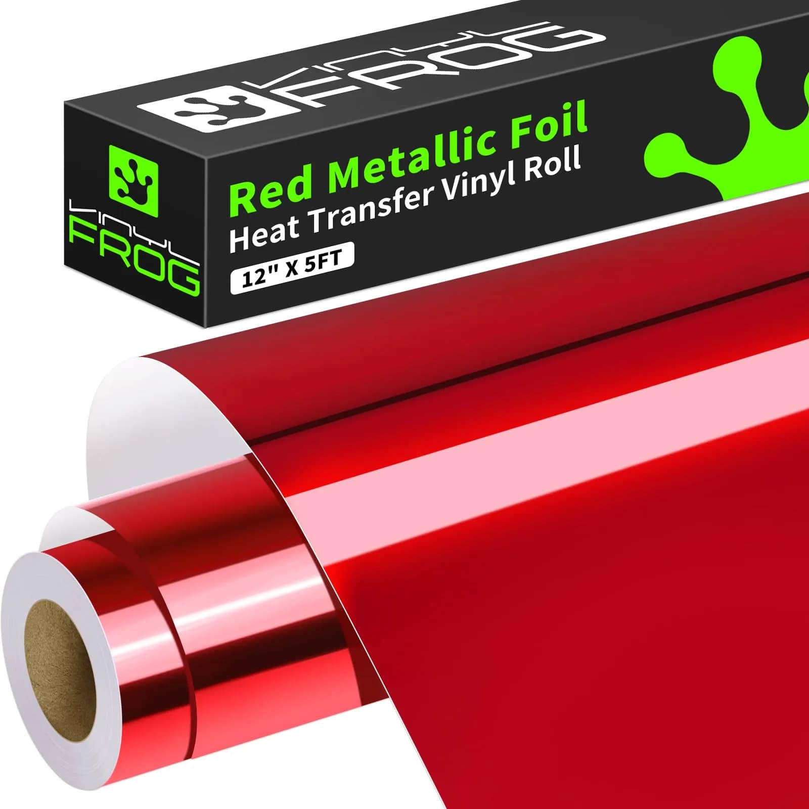 VINYL FROG Gold Metallic Foil Heat Transfer Vinyl Roll 12" x5ft | Chrome HTV for T-Shirts & DIY — Red