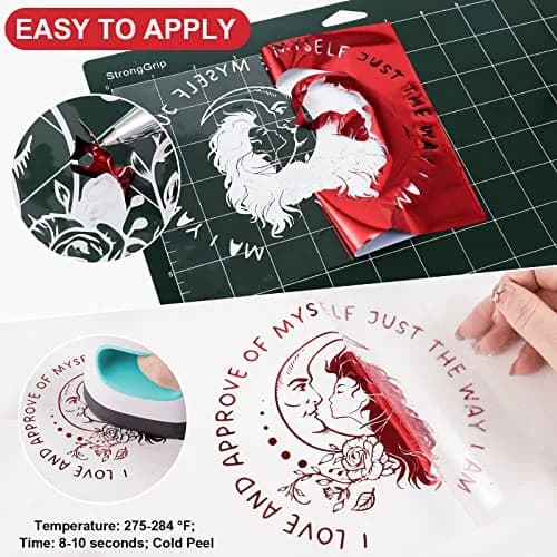 VINYL FROG Red Metallic Foil Heat Transfer Vinyl 12in x 5ft (30.48cm x 1.52m) | Chrome Iron On Vinyl for T-Shirts thumbnail 3
