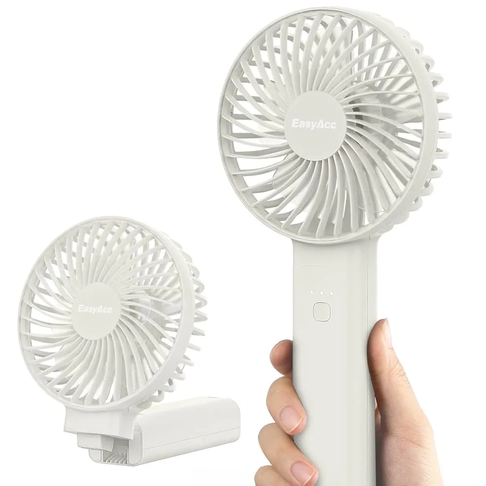 EasyAcc Portable Rechargeable Fan 4 Speeds, 17 Hours Use | Quiet Cooling for Travel & Office