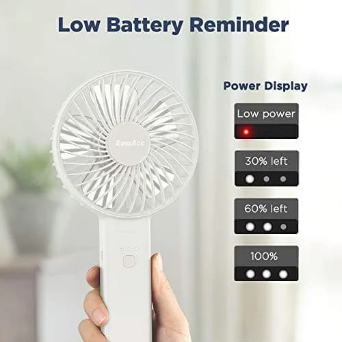 EasyAcc Portable Rechargeable Fan 4 Speeds, 17 Hours Use | Quiet Cooling for Travel & Office thumbnail 2