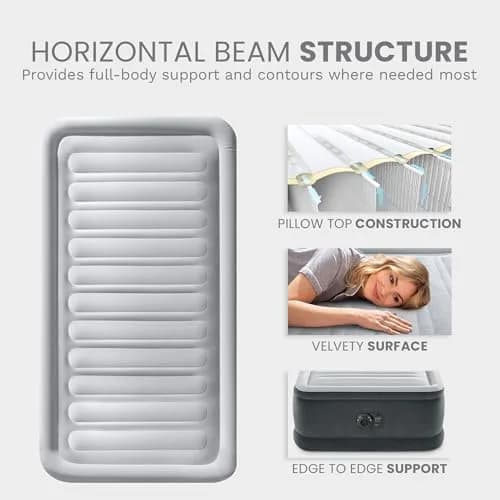 Intex Dura-Beam Deluxe Twin Size Air Mattress with Built-in Pump | 13" Plush Support for Guests & Travel thumbnail 7