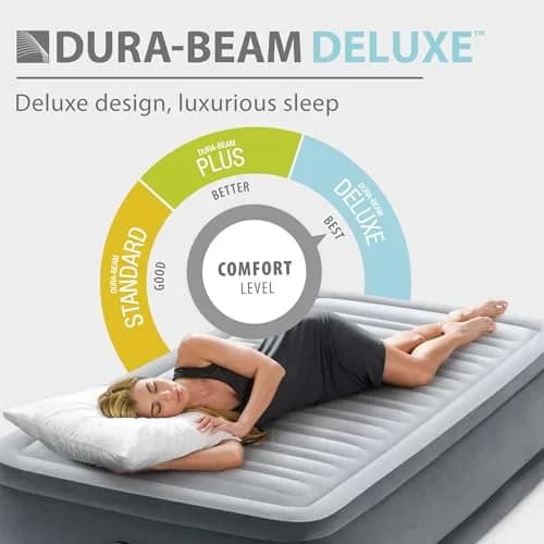 Intex Dura-Beam Deluxe Twin Size Air Mattress with Built-in Pump | 13" Plush Support for Guests & Travel thumbnail 4