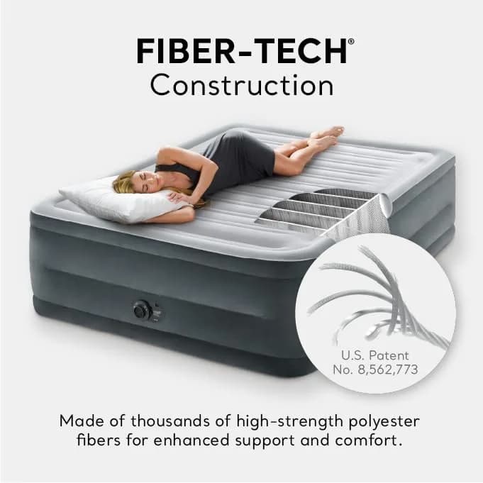 Intex 64417ED Queen Dura-Beam Comfort Plush Air Mattress 22in | High-Rise with Built-in Pump for Travel & Camping thumbnail 9
