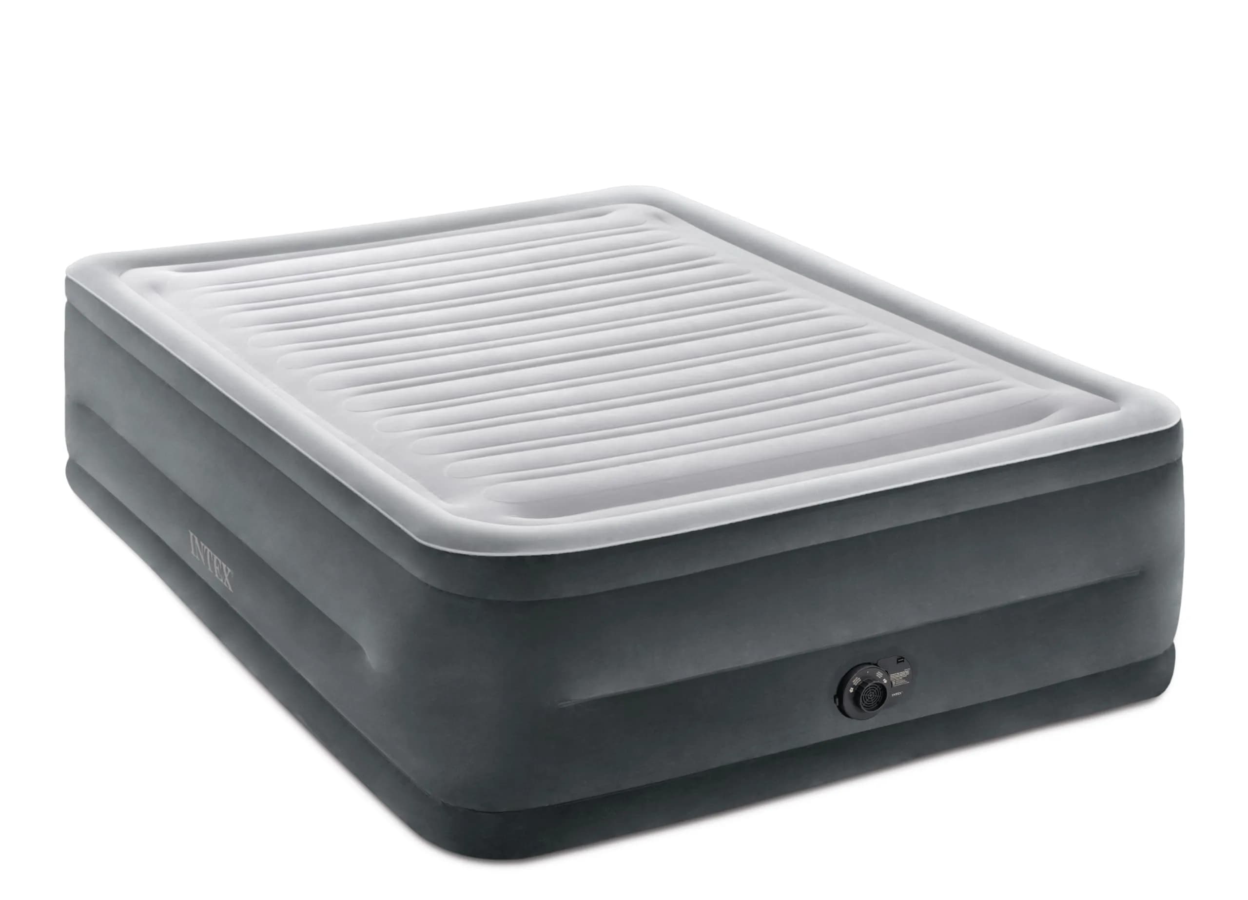 Intex Dura-Beam Deluxe Twin Size Air Mattress with Built-in Pump | 13" Plush Support for Guests & Travel — Queen / 22"
