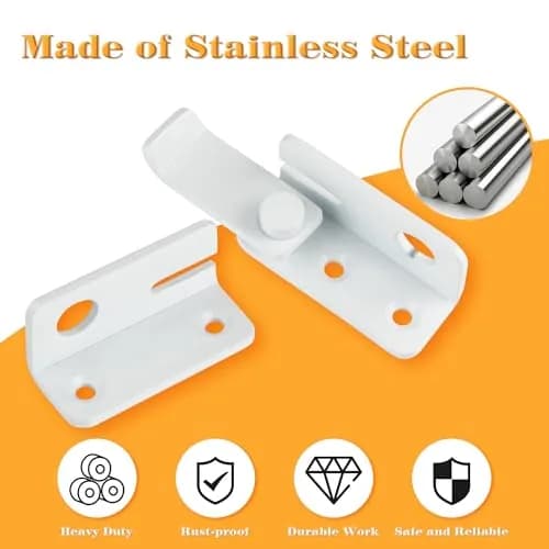 Alise White Flip Latch Gate Latch, Shed Door Lock, Barn Door Lock, L-Size | Heavy Duty Stainless Steel thumbnail 2