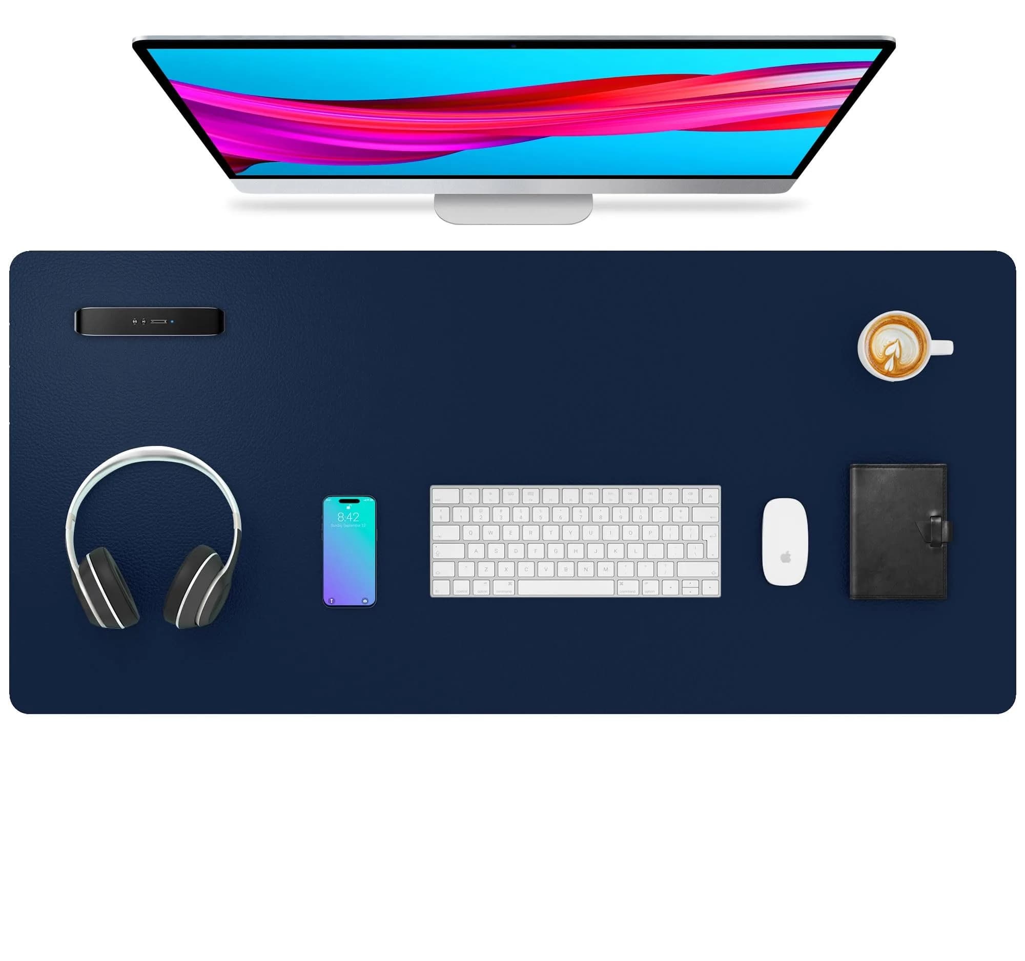 Aothia PU Leather Desk Pad Protector 91cm x 43cm (36" x 17") | Smooth Surface for Writing and Mouse Use