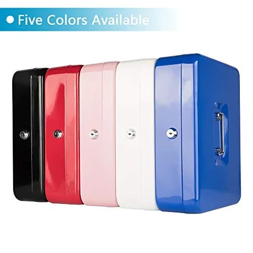 KYODOLED Locking Cash Box with Key Lock, Money Box with Cash Tray, 30cm (11.81") Blue XL Large thumbnail 5