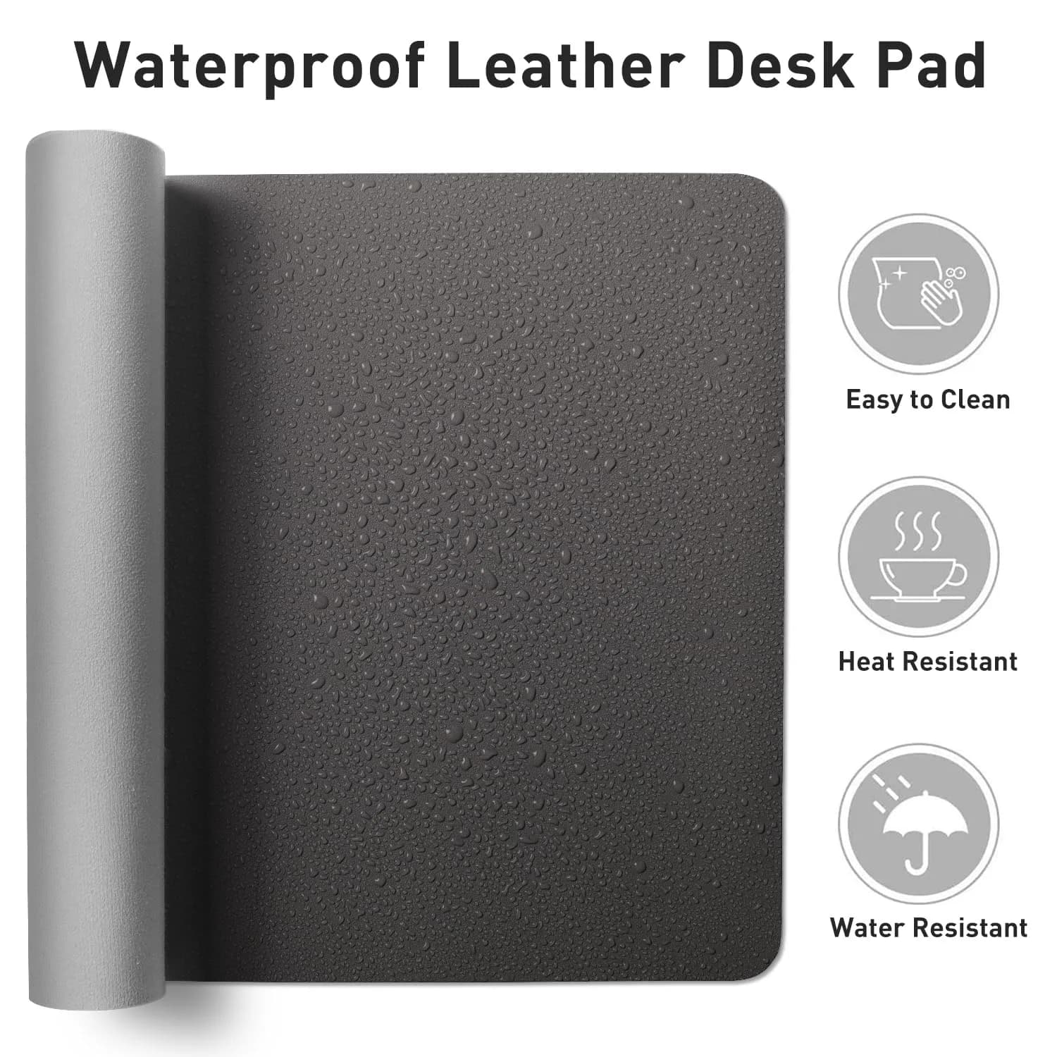 Aothia Gray PU Leather Desk Pad Protector, 23.6" x 13.7" | Protects Desks from Scratches and Stains thumbnail 6