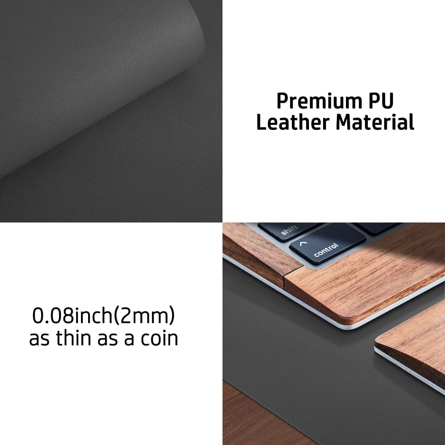 Aothia Gray PU Leather Desk Pad Protector, 23.6" x 13.7" | Protects Desks from Scratches and Stains thumbnail 7