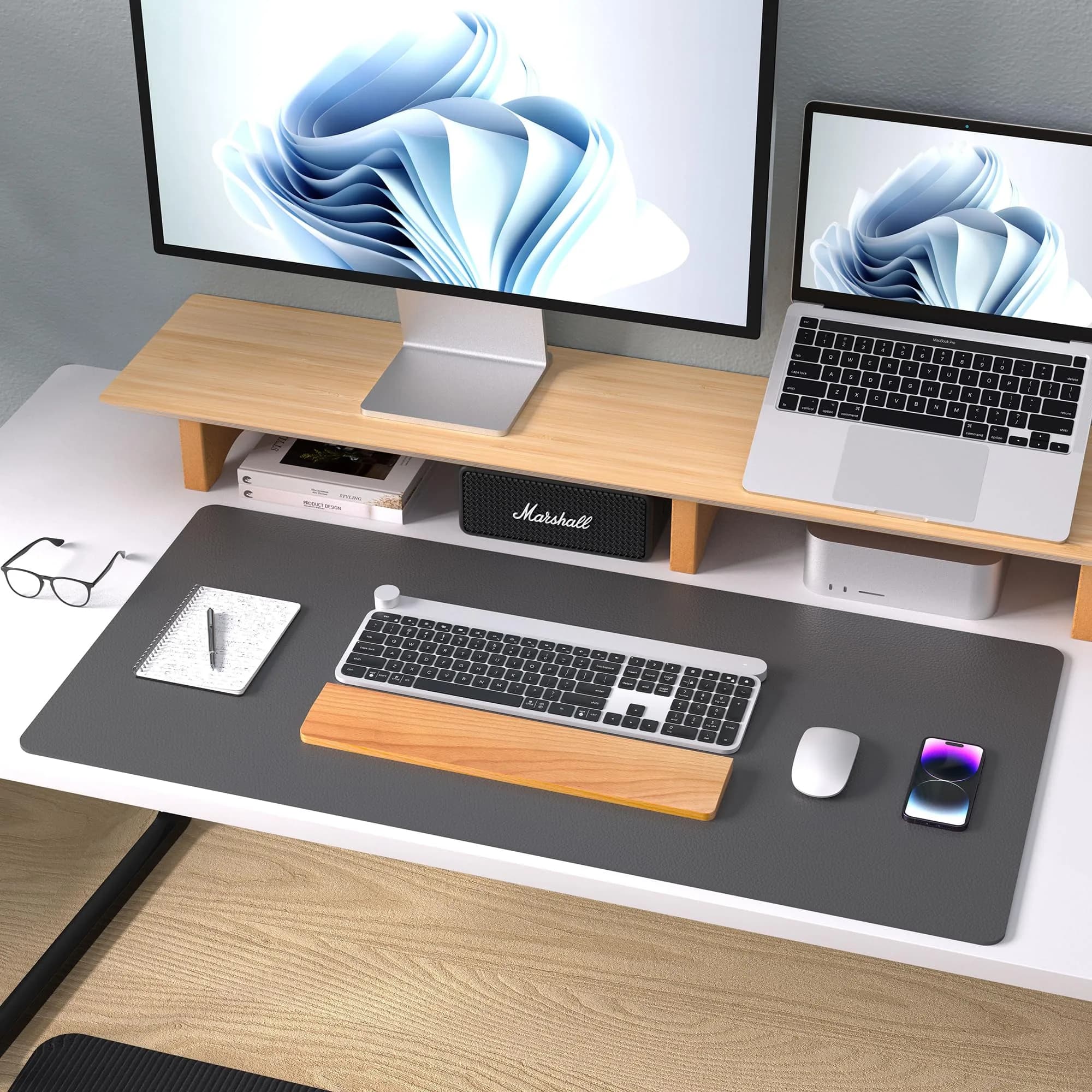 Aothia Gray PU Leather Desk Pad Protector, 23.6" x 13.7" | Protects Desks from Scratches and Stains thumbnail 9